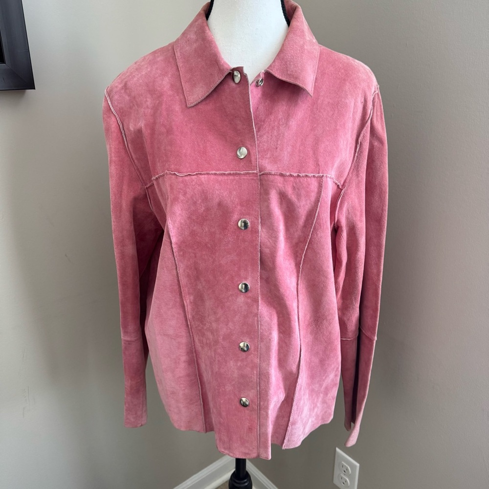 Revue Pink 100% Genuine Suede Leather‎ Jacket Womens Size 10 Snap